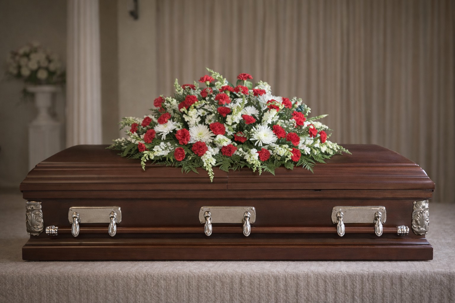 Casket Spray Red and White